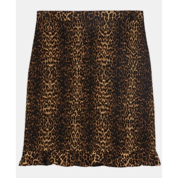 NWT The Kooples Leopard Mini Skirt Stylish with Stretchy‎ Smocking Sz 8 - Picture 2 of 12